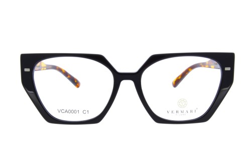 Oprawki clip-on damskie Vermari Milano VCA0001 C1 - czarne, acetat, widok z przodu