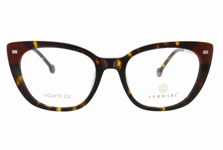 Oprawki clip-on damskie Vermari Milano VCL013 C2 - szylkret, acetat+metal, widok z przodu