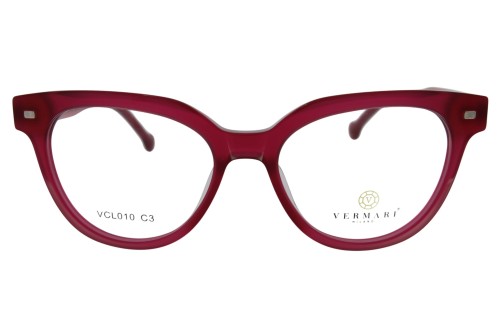 Oprawki clip-on damskie Vermari Milano VCL010 C3 - bordowy, acetat, widok z przodu