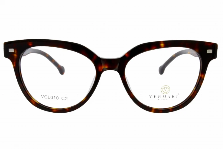 Oprawki clip-on damskie Vermari Milano VCL010 C2 - szylkret, acetat, widok z przodu