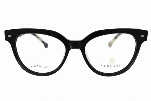 Oprawki clip-on damskie Vermari Milano VCL010 C1 - czarne, acetat, widok z przodu