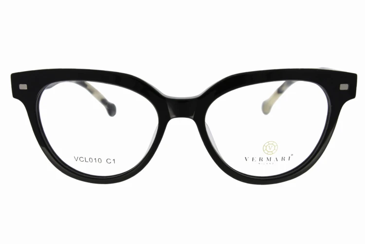 Oprawki clip-on damskie Vermari Milano VCL010 C1 - czarne, acetat, widok z przodu
