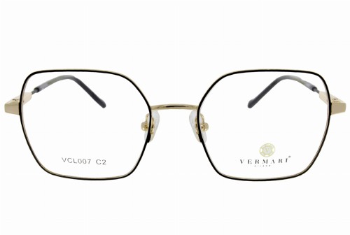 Oprawki clip-on unisex Vermari Milano VCL007 C2 - złoty metal z czarną obwódką, metal, widok z przodu