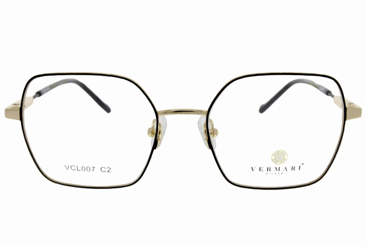 Oprawki clip-on unisex Vermari Milano VCL007 C2 - złoty metal z czarną obwódką, metal, widok z przodu