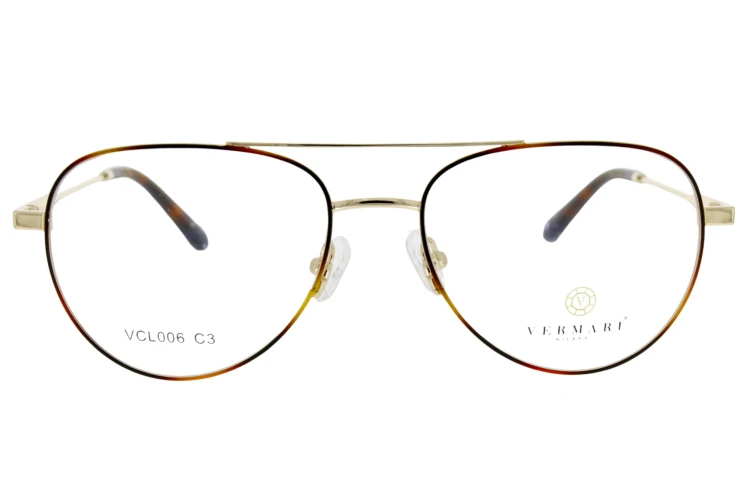 Oprawki clip-on unisex Vermari Milano VCL006 C3 - złoty metal, widok z przodu