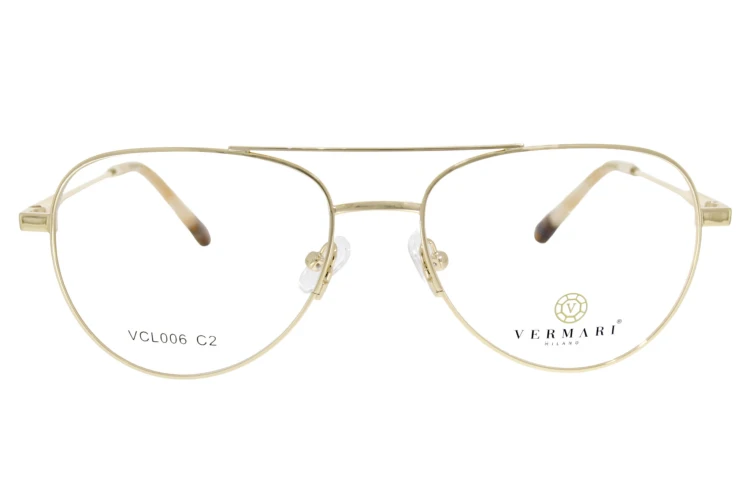 Oprawki clip-on unisex Vermari Milano VCL006 C2 - złoty metal, widok z przodu