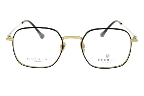 Okulary korekcyjne unisex Vermari Milano VOT0055 C3 czarno-złote tytan widok z przodu