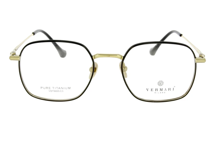 Okulary korekcyjne unisex Vermari Milano VOT0055 C3 czarno-złote tytan widok z przodu