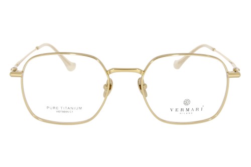 Okulary korekcyjne unisex Vermari Milano VOT0055 C1 złoty mat tytan widok z przodu