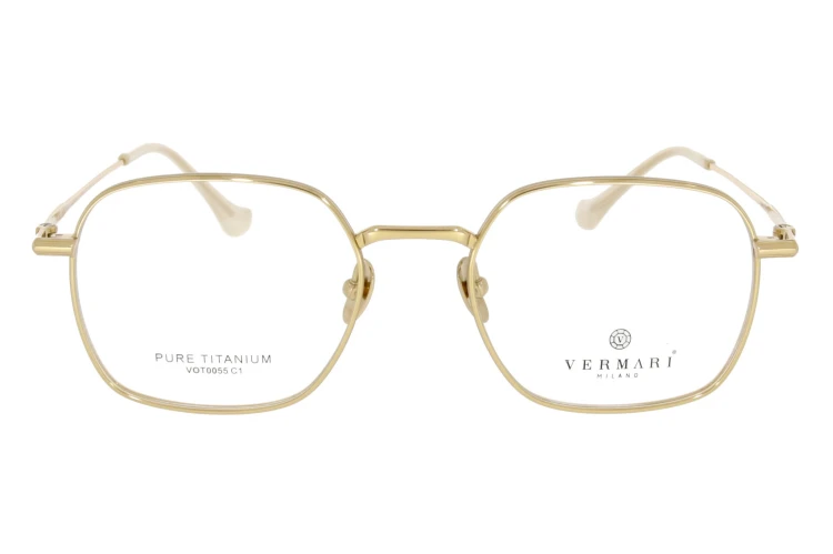 Okulary korekcyjne unisex Vermari Milano VOT0055 C1 złoty mat tytan widok z przodu