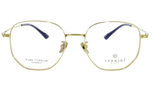 Okulary korekcyjne unisex Vermari Milano VOT0056 C1 złoty mat tytan widok z przodu