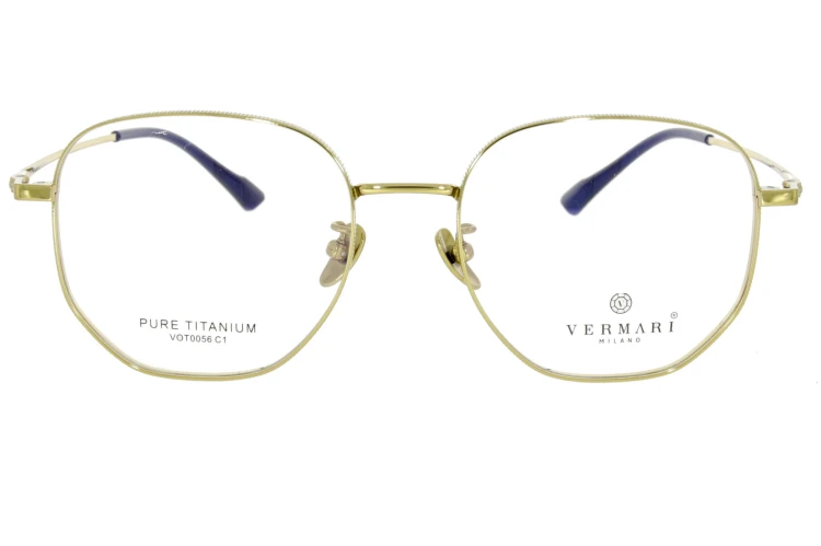 Okulary korekcyjne unisex Vermari Milano VOT0056 C1 złoty mat tytan widok z przodu