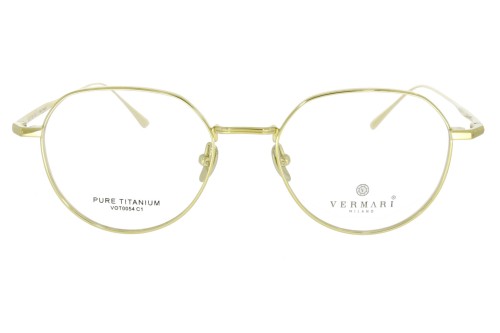 Okulary korekcyjne unisex Vermari Milano VOT0054 C1 złoty mat tytan widok z przodu