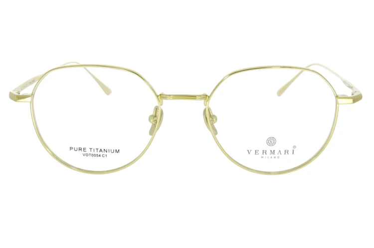 Okulary korekcyjne unisex Vermari Milano VOT0054 C1 złoty mat tytan widok z przodu
