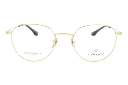 Okulary korekcyjne unisex Vermari Milano VOT0046 C1 złoty mat tytan widok z przodu