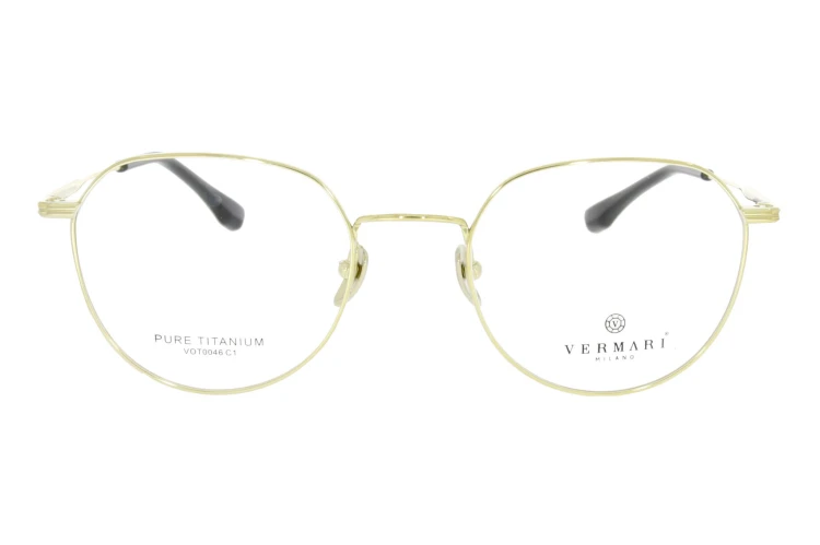 Okulary korekcyjne unisex Vermari Milano VOT0046 C1 złoty mat tytan widok z przodu