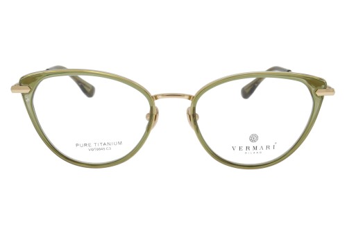 Okulary korekcyjne damskie Vermari Milano VOT0045 C3 oliwkowe tytan widok z przodu