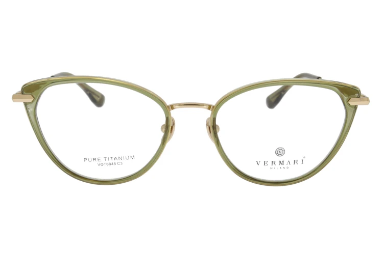 Okulary korekcyjne damskie Vermari Milano VOT0045 C3 oliwkowe tytan widok z przodu