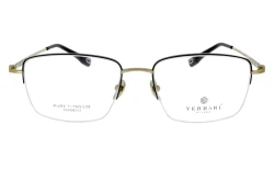 Unisex okulary korekcyjne VERMARI VOT0052 C3 — prostokątne, czarny z złotym