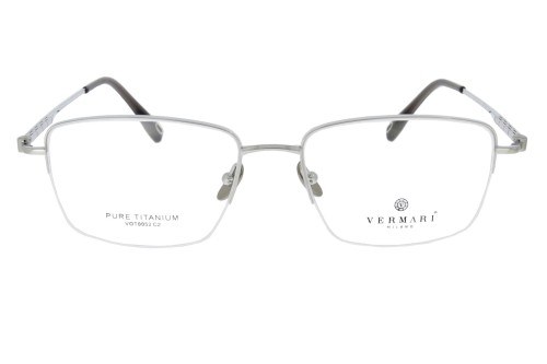 Okulary korekcyjne unisex Vermari Milano VOT0052 C2 srebrny mat tytan widok z przodu