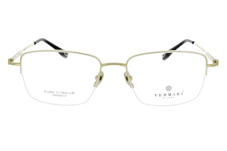 Okulary korekcyjne unisex Vermari Milano VOT0052 C1 złoty mat tytan widok z przodu