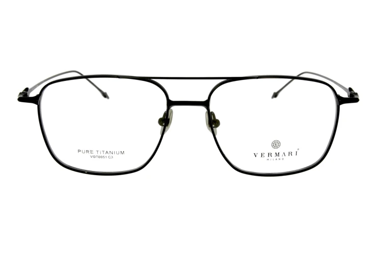 Okulary korekcyjne unisex Vermari Milano VOT0051 C3 czarny mat tytan widok z przodu
