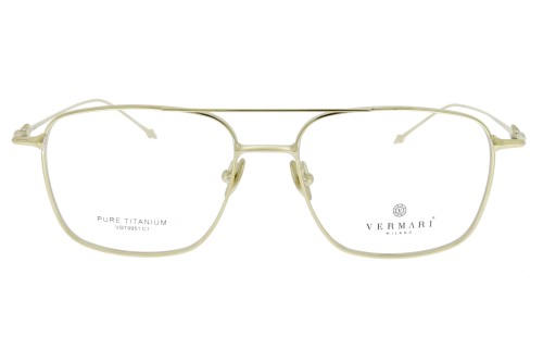 Okulary korekcyjne unisex Vermari Milano VOT0051 C1 złoty mat tytan widok z przodu