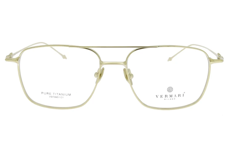 Okulary korekcyjne unisex Vermari Milano VOT0051 C1 złoty mat tytan widok z przodu