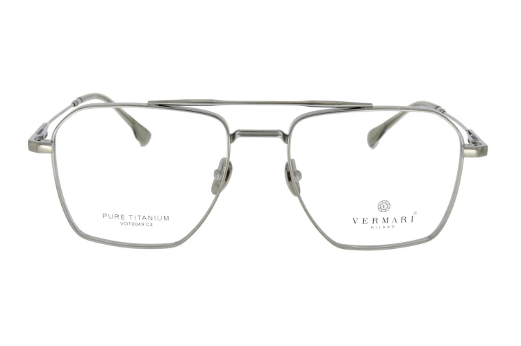 Okulary korekcyjne unisex Vermari Milano VOT0049 C3 srebrny mat tytan widok z przodu