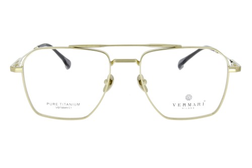 Okulary korekcyjne unisex Vermari Milano VOT0049 C1 złoty mat tytan widok z przodu