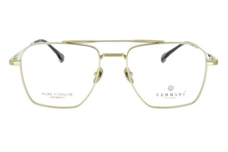 Okulary korekcyjne unisex Vermari Milano VOT0049 C1 złoty mat tytan widok z przodu