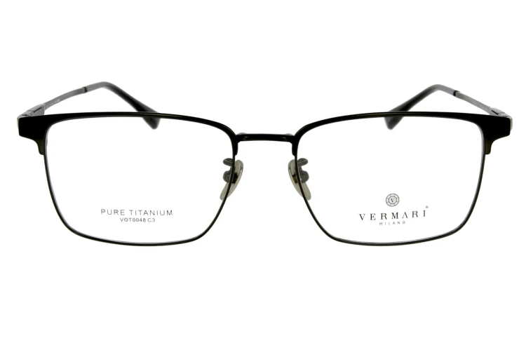 Okulary korekcyjne unisex Vermari Milano VOT0048 C3 czarny mat tytan widok z przodu