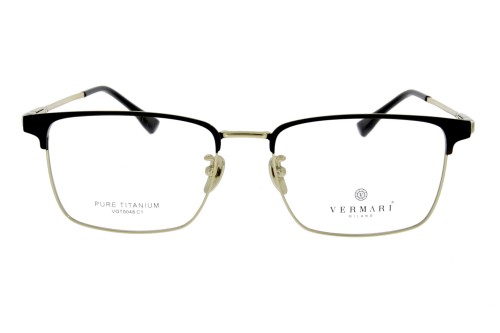 Okulary korekcyjne unisex Vermari Milano VOT0048 C1 czarny mat z złotym połyskiem tytan widok z przodu
