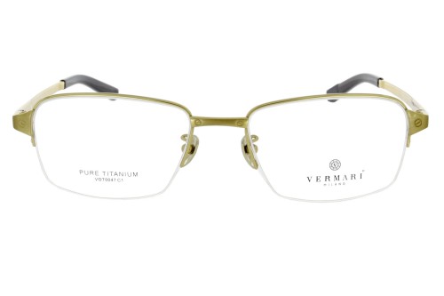 Okulary korekcyjne unisex Vermari Milano VOT0047 C1 złoty mat tytan widok z przodu