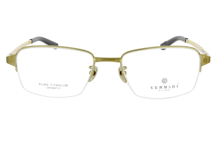 Okulary korekcyjne unisex Vermari Milano VOT0047 C1 złoty mat tytan widok z przodu