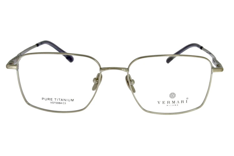 Okulary korekcyjne unisex Vermari Milano VOT0064 C3 srebrny mat tytan widok z przodu