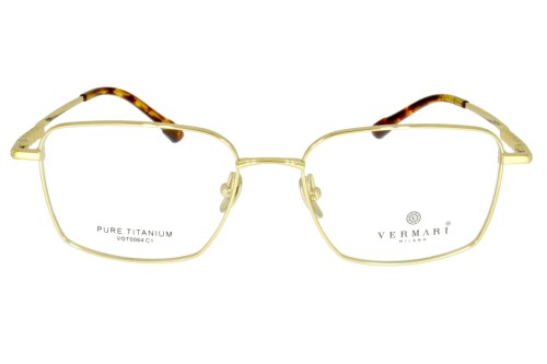 Okulary korekcyjne unisex Vermari Milano VOT0064 C1 złoty połysk tytan widok z przodu