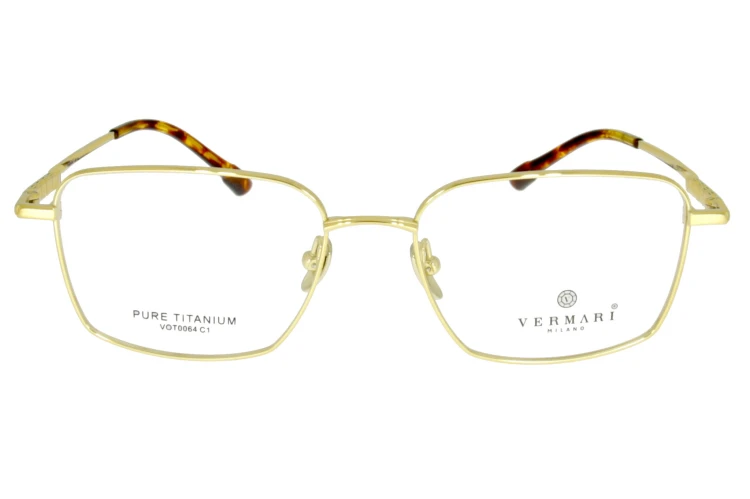 Okulary korekcyjne unisex Vermari Milano VOT0064 C1 złoty połysk tytan widok z przodu