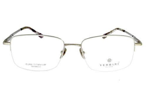Okulary korekcyjne unisex Vermari Milano VOT0063 C2 srebrny mat tytan widok z przodu