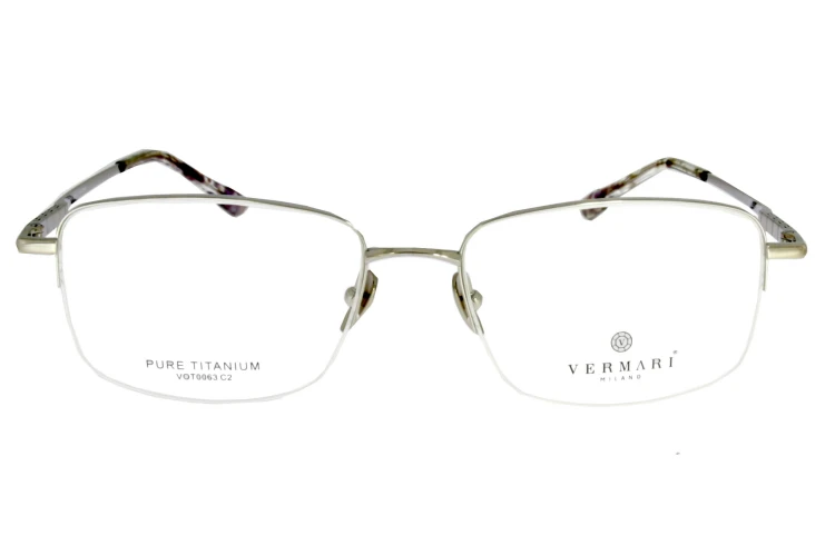 Okulary korekcyjne unisex Vermari Milano VOT0063 C2 srebrny mat tytan widok z przodu