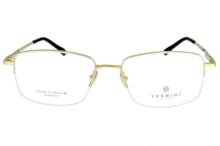 Okulary korekcyjne unisex Vermari Milano VOT0063 C1 złoty połysk tytan widok z przodu