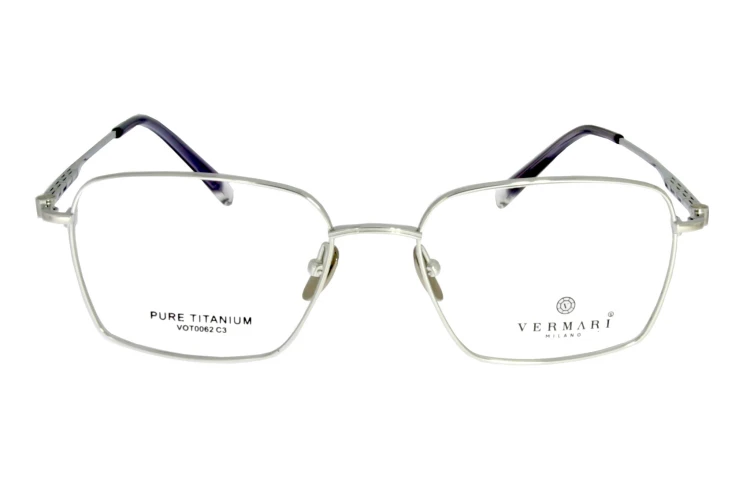 Okulary korekcyjne unisex Vermari Milano VOT0062 C3 srebrny mat tytan widok z przodu