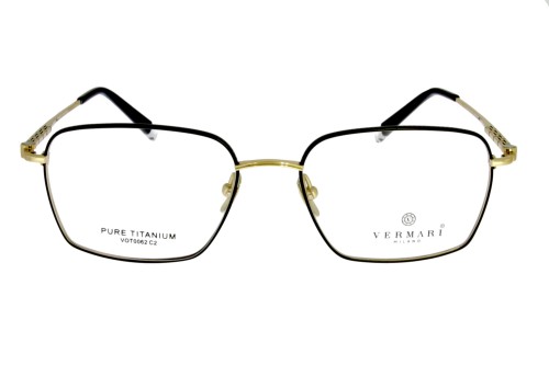 Okulary korekcyjne unisex Vermari Milano VOT0062 C2 czarno-złote tytanowe widok z przodu