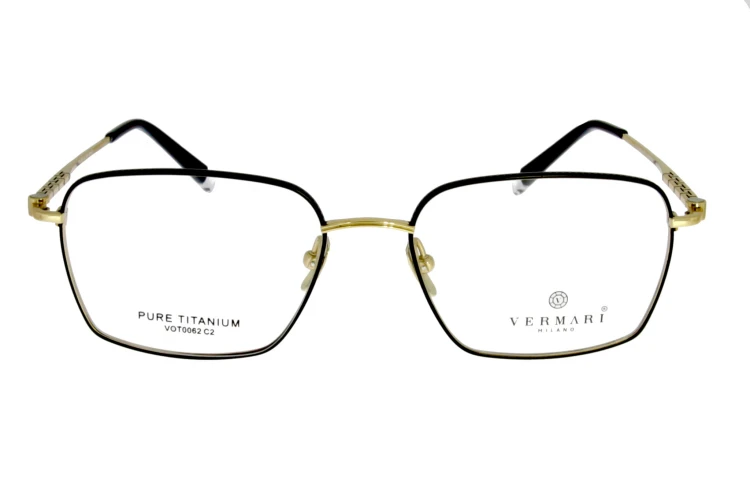 Okulary korekcyjne unisex Vermari Milano VOT0062 C2 czarno-złote tytanowe widok z przodu