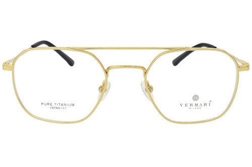 Okulary korekcyjne unisex Vermari Milano VOT0061 C1 złoty mat tytan widok z przodu