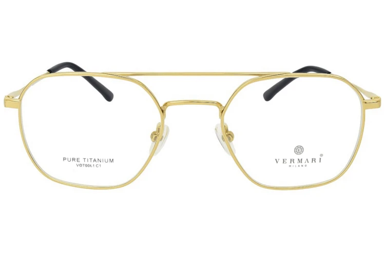 Okulary korekcyjne unisex Vermari Milano VOT0061 C1 złoty mat tytan widok z przodu