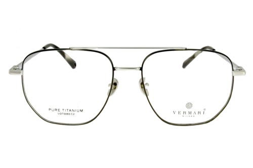 Okulary korekcyjne unisex Vermari Milano VOT0060 C2 srebrny mat z czarnymi akcentami tytan widok z przodu