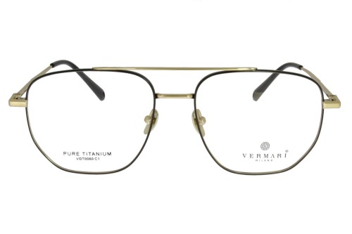 Okulary korekcyjne unisex Vermari Milano VOT0060 C1 czarno-złote tytanowe widok z przodu