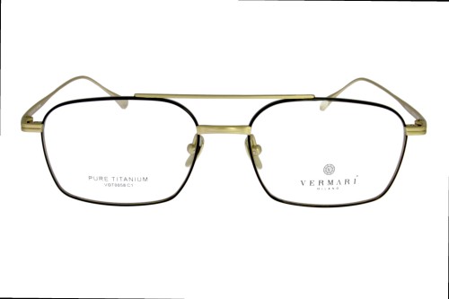 Okulary korekcyjne unisex Vermari Milano VOT0058 C2 czarno-złote tytanowe widok z przodu