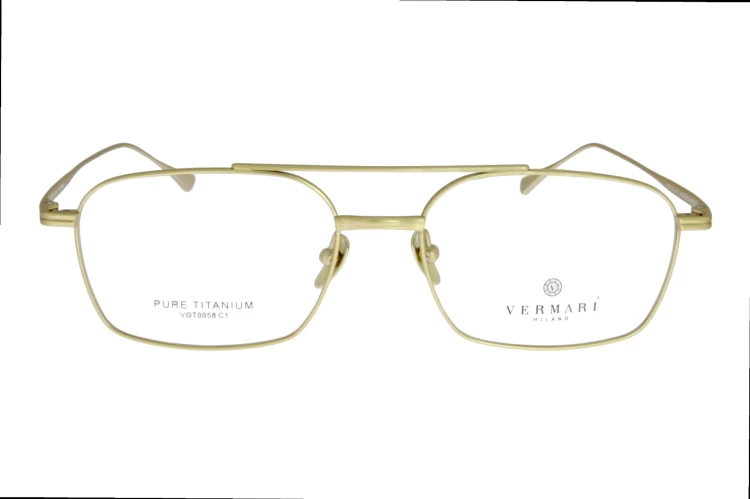 Okulary korekcyjne unisex Vermari Milano VOT0058 C1 złoty mat tytan widok z przodu